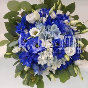 Bílo-modrá svatební kytice č. 575