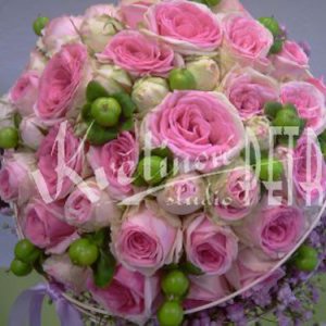 Svatební kytice z růžových minirůží č. 464