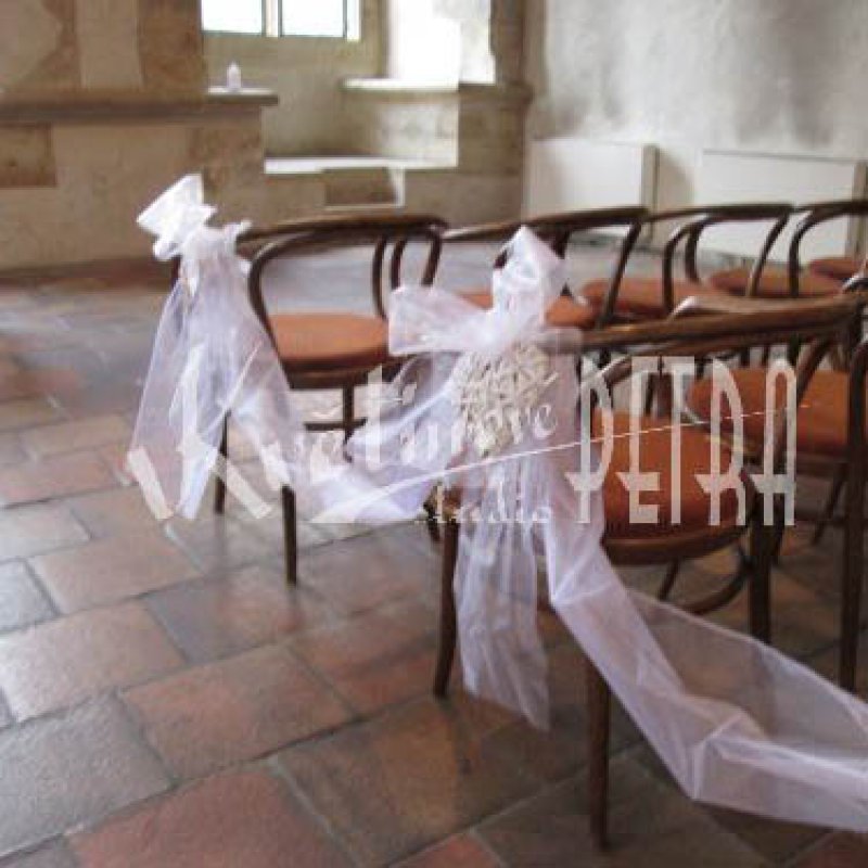 Svatební dekorace na židle - organza č. 4